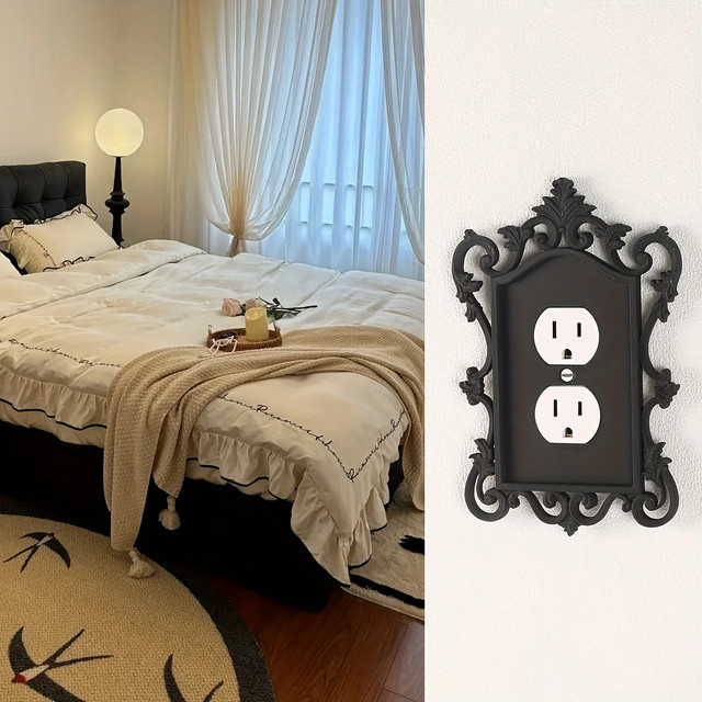 Gothic Wandpaneel aus schwarzem Kunststoff als dekorative Halloween-Dekoration für dein Zuhause oder Büro - Bild 1