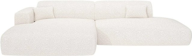 Vente-unique Sofa Pogni in Weiß mit Bouclé-Stoff, L-Form, Breite: 300 cm - Bild 1