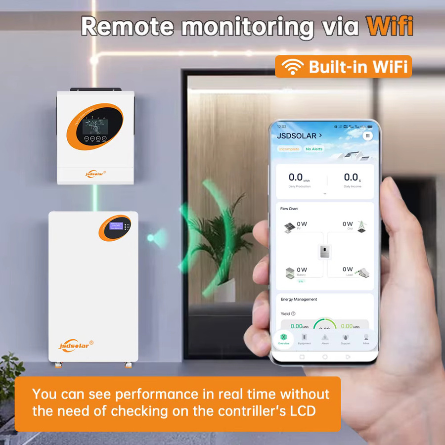 Jsdsolar Hybrid-Solarwechselrichter mit MPPT Solarladegerät 160A, Reiner Sinuswellen-Wechselrichter On/Off-Grid, WiFi, RS232, RS485, CAN, Farbe: Weiß - Bild 3