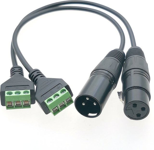 BSN XLR 3-Pin Stecker auf 3-Pin Lötfreier Anschlussadapter in Schwarz für Mikrofon, Mischpult und Lautsprecher - Bild 1