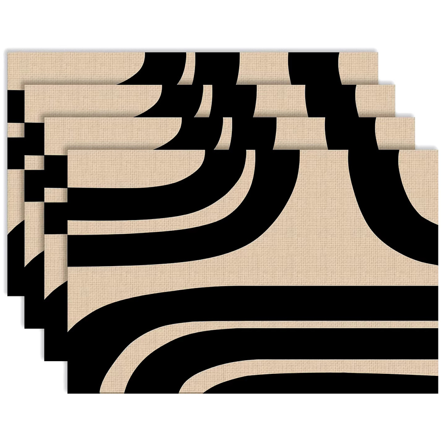 VIKAMA Tischmatte Set mit geometrischem Design in Schwarz für Küche und Restaurant - Bild 4