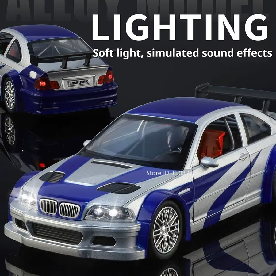 MAKEDA M3 GTR E46 M4 Modell-Sportwagen, 1:24, mit Licht und Sound, Metall - Bild 2