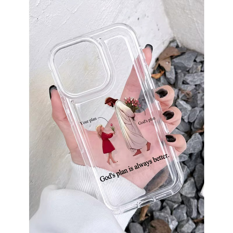 DecoPhone Transparente TPU Handyhülle Jesus Girl & Tulip für iPhone 11 12 13 14 15 16 17 Pro Max Plus Serie - Bild 2