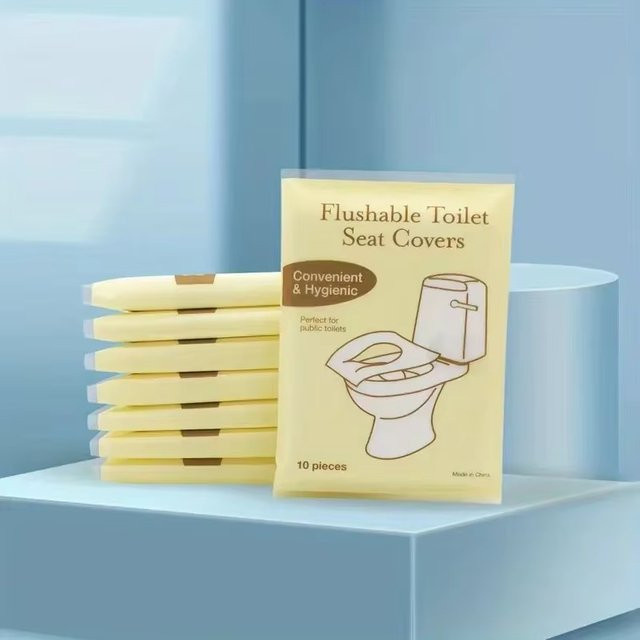 Einweg-Toilettensitzauflagen aus wasserlöslichem Papier in Weiß für Reise, Camping und Hotel - Bild 1