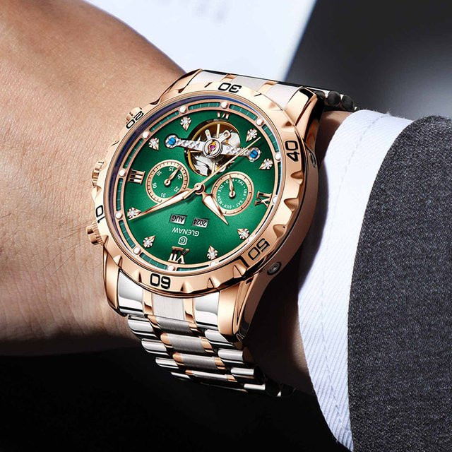 GLENAW Armbanduhr Automatik, Edelstahl, Silber, Herren - Bild 1