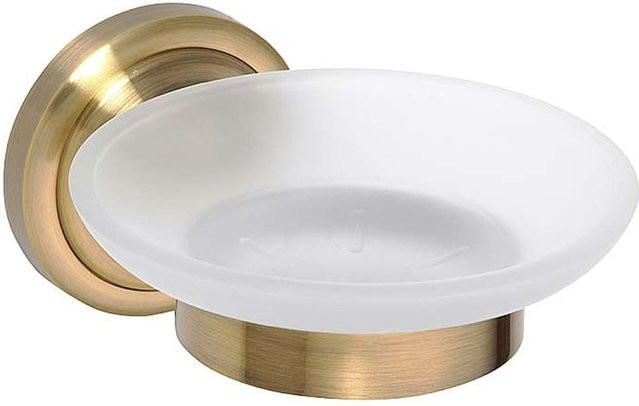 Brillantbad BETRO Seifenschale aus Messing und Glas in Bronze und Gold, Wandmontage, B/T/H: 11,0 x 13,8 x 1,0 cm - Bild 1