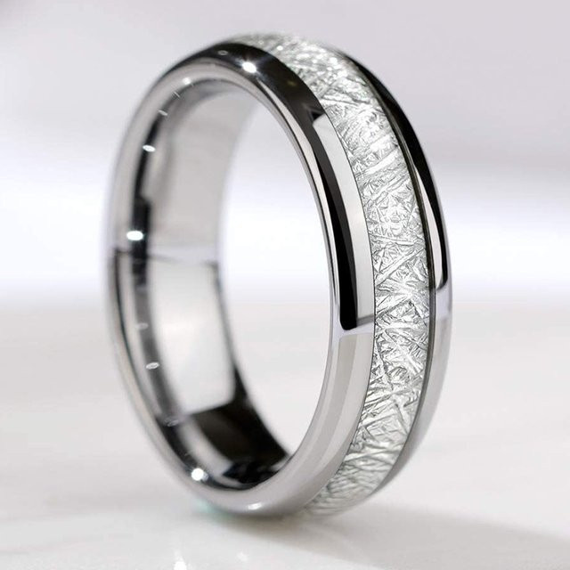 NUOBING Ehering Edelstahl, Silber, Meteorit, Unisex - Bild 1