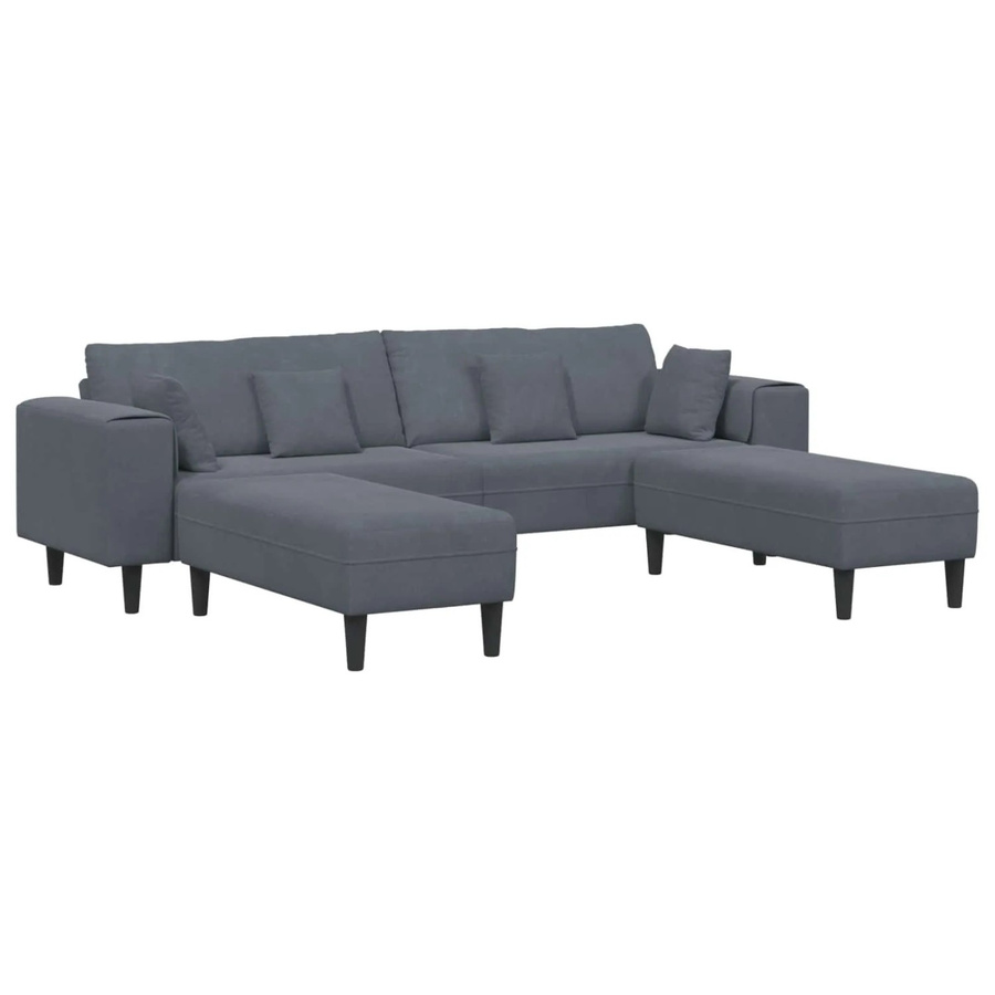 vidaXL Ecksofa aus Samt in Grau mit L-Form und passenden Kissen, B/T/H: 250 x 188 x 76 cm - Bild 2
