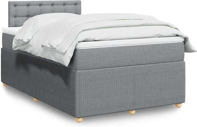 vidaXL Boxspringbett Hybrid mit Matratze Hellgrau B/T/H: 120 x 200 x 100,5 cm mit USB-Anschluss und Unterbettbeleuchtung - Bild 1