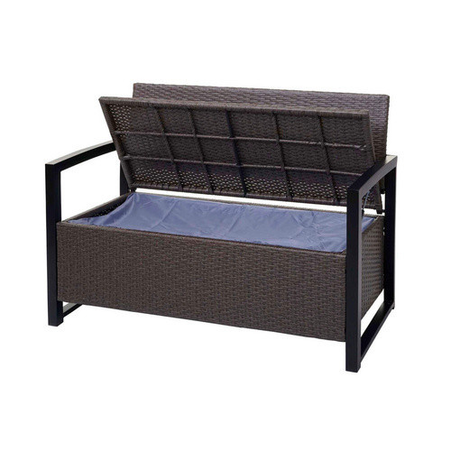 MVG Sitzbank MVG-F39 2-Sitzer mit Sitzkissen aus Stahl und Polyrattan in Schwarz, B/H/T: 117 x 87 x 57 cm - Bild 4