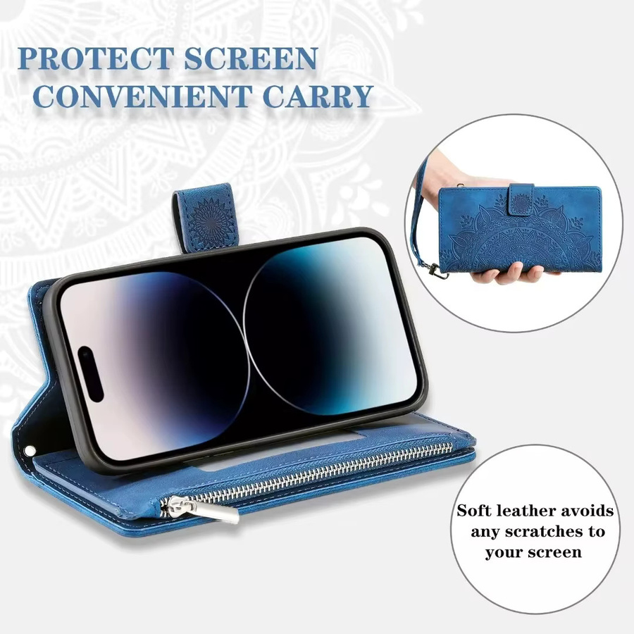 Leder-Flip-Hülle mit Prägung als Kartenetui für Samsung Galaxy S26 S25 S24 S23 S22 S21 S20 Ultra Plus FE und Note 20 10 9 in Rot oder Blau - Bild 4