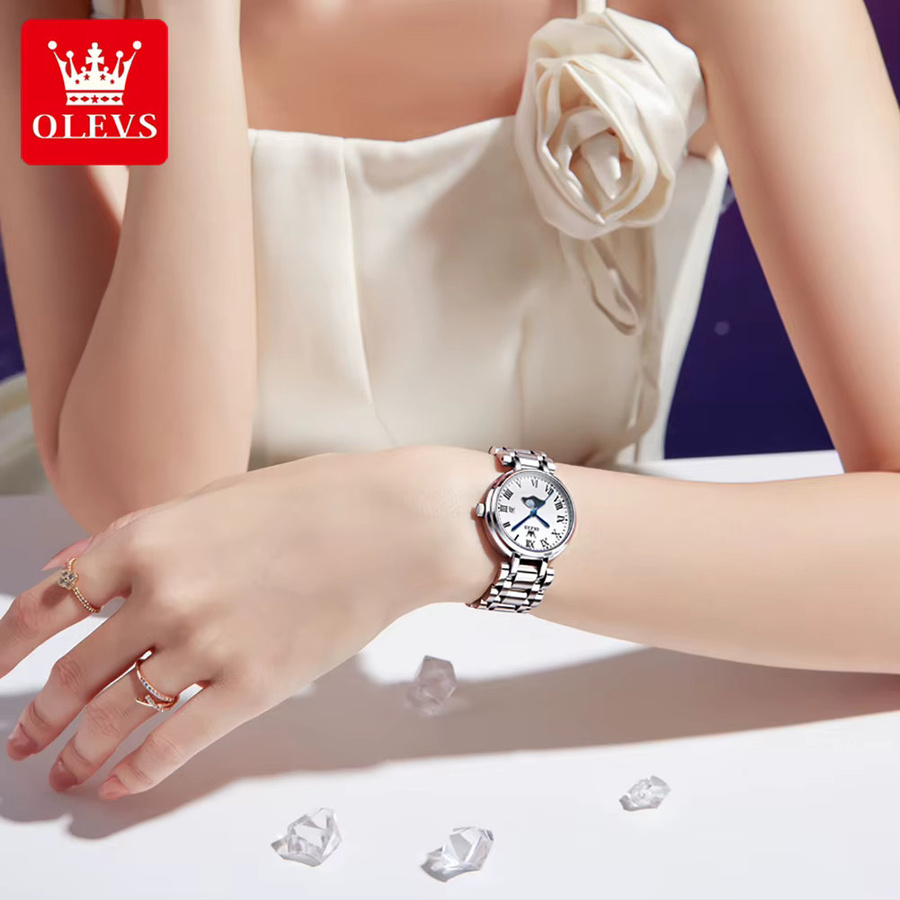 OLEVS Armbanduhr Quarz, Edelstahl, Roségold, Diamantbesetzt, Damen - Bild 3
