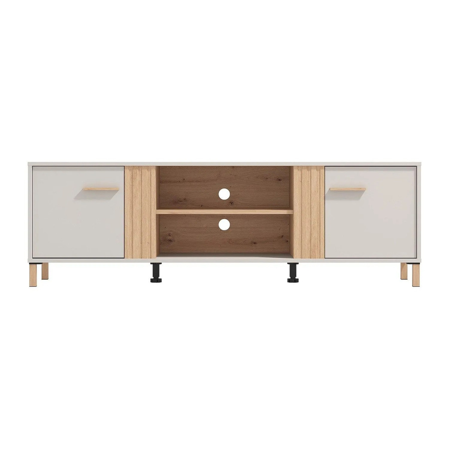 Vente-unique TV-Board Lysano in Beige Naturfarben Hell im skandinavischen Design, Breite: 163,5 cm - Bild 2