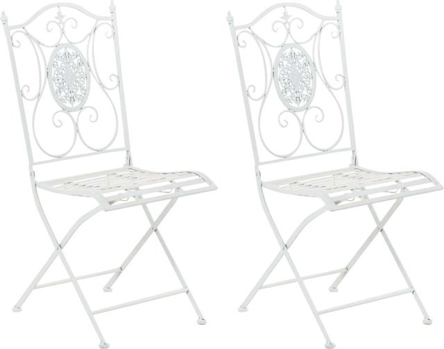 CLP 2er-Set Gartenstuhl Sibell im Landhausstil aus Metall in Weiß - Bild 1
