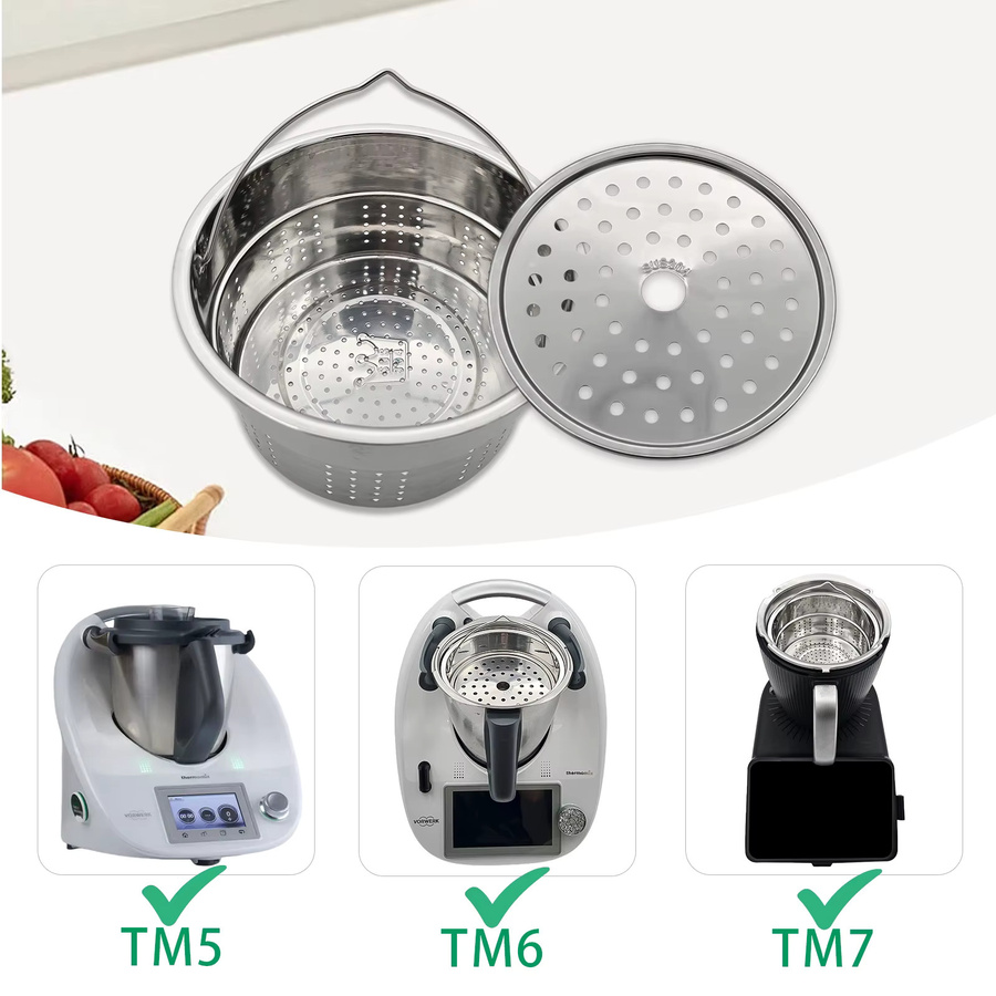 Vorwerk 2-in-1 Edelstahl-Dampfgarer für Thermomix TM7, zweilagiger Korb in Silber - Bild 3