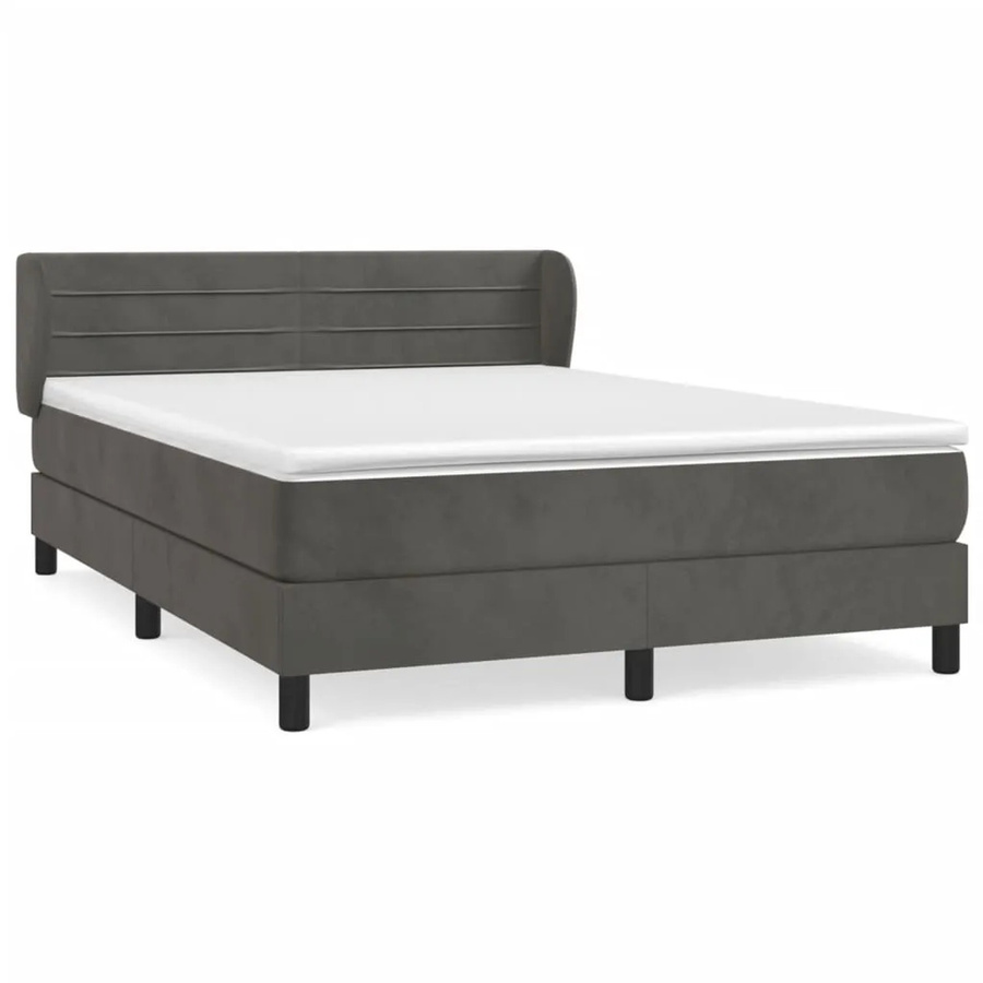 vidaXL Boxspringbett mit Matratze Dunkelgrau Samt B/T: 140 x 200 cm - Bild 2