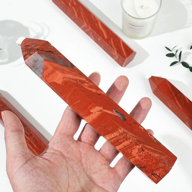 CrystalHola Roter Jaspis Turm als natürlicher Kristallobelisk zur Dekoration, Farbe: Rot, Höhe: 15,5 cm, Breite: 15,5 cm, Tiefe: 15,5 cm - Bild 1