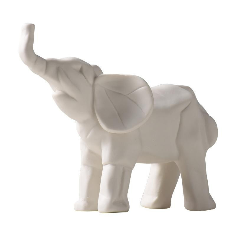 Nordisch Moderne Tierdekoration aus Keramik in Weiß für dein Wohnzimmer, Elefant oder Nashorn, Höhe: 16,3 cm, Breite: 16,3 cm, Tiefe: 11,8 cm - Bild 2