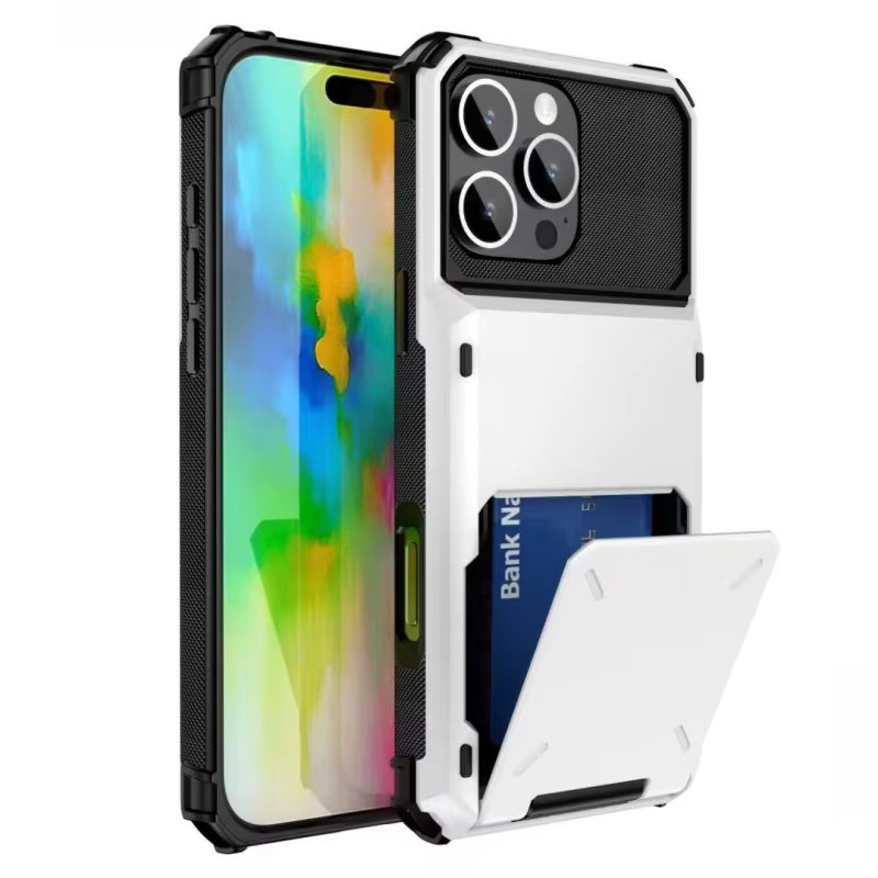 Eurynome Brieftaschen-Hülle für iPhone mit Kartensteckplatz und Hidden Pocket, Armor Hard PC Cover, grau - Bild 2