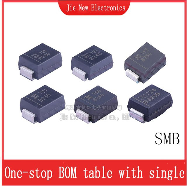 20 Stück JXDZXL SMD Schottky Dioden Set B2100-13-F bis B260-13-F in Schwarz (DO-214AA) - Bild 1