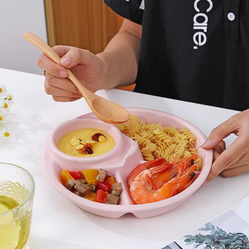 HUXUAN Servierplatte aus Melamin in Weiß, Mikrowellengeeignet, Rundes Nordic Design für Obst, Salat und Dessert - Bild 2