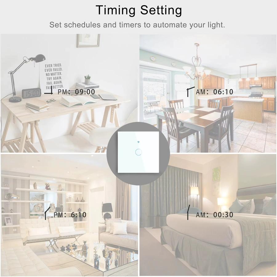 Tuya WIFI Smart Home Wandmontage Glas-Touchpanel Fernbedienungsschalter für Licht in Weiß mit Sprachsteuerung über Amazon Alexa und Google Assistant - Bild 3