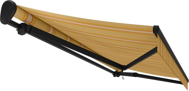 Gelenkarmmarkise Ebro Anthrazit mit gestreiftem Stoff in Gelb-Orange B x A: 500 x 300 cm mit Motor - Bild 1