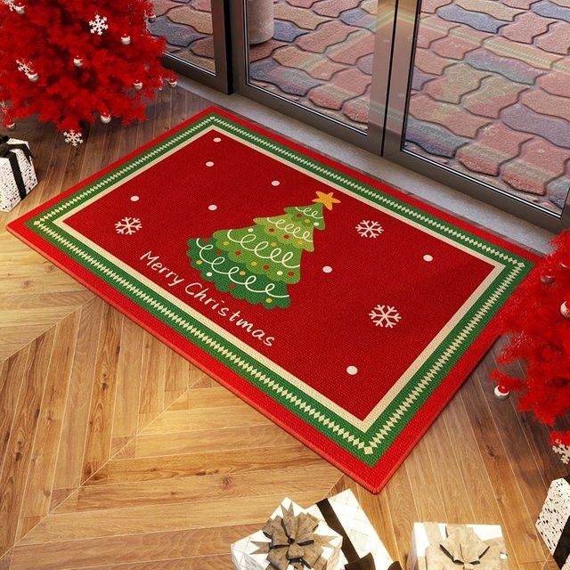 VIKAMA Weihnachts-Bodenmatte rutschfest und waschbar für Wohnzimmer und Eingangsbereich - Bild 1