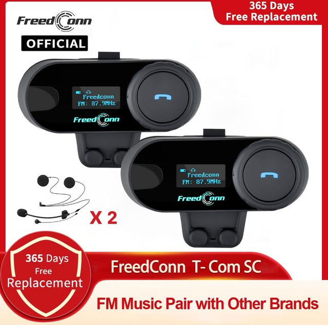 FreedConn Bluetooth Motorrad Intercom Helm Headset mit LCD Bildschirm und FM Radio in Schwarz - Bild 1