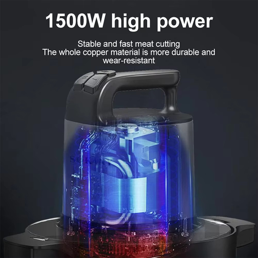 Jianyana Küchenfleischzerkleinerer aus Edelstahl mit 1500W und 6,5L Fassungsvermögen in Silber - Bild 3