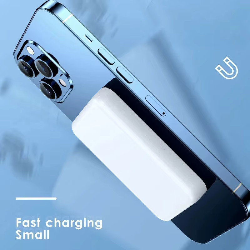 MagSafe-kompatible 20W Powerbank mit 10.000 mAh und Magnetverschluss in Weiß, kabelloses Schnellladen für iPhone 15 Pro Max und 16 Pro - Bild 2