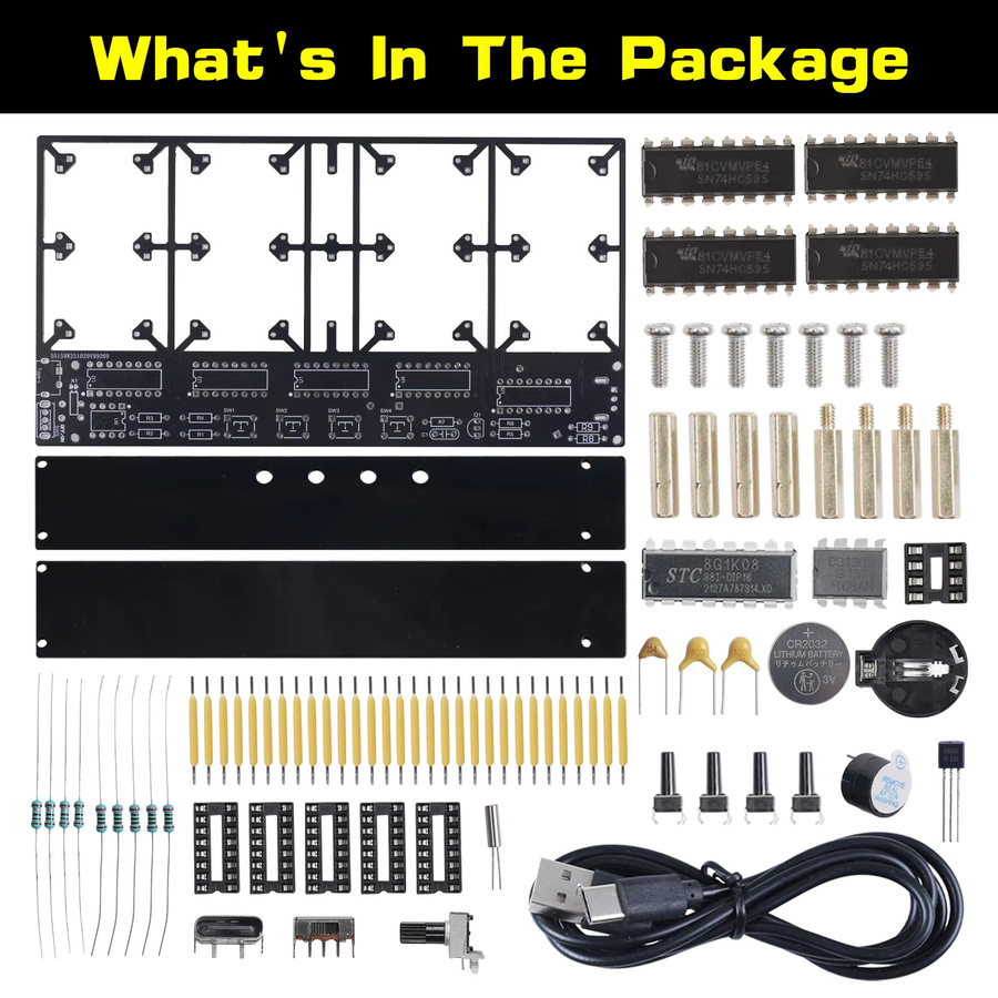 DIY Lötübungsset 4-Bit Digital Wecker Kit, mit Beleuchtungseinstellung - Bild 2