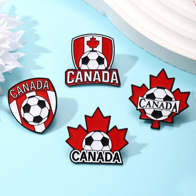 Bandai 4er-Set Kanada Fußball Emaille-Pins, Ahornblatt, Metall-Brosche - Bild 1