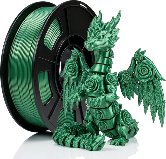 MANLANG Seiden-PLA-Filament 1,75mm für FDM 3D-Drucker in Silber und Grün - Bild 1