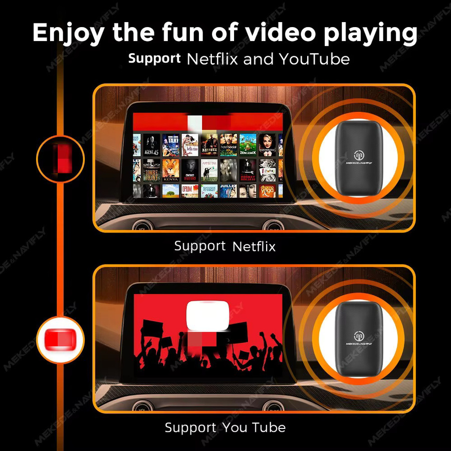 MEKEDE AI BOX CarPlay Kit Android OS Kabelloses Auto-Multimedia-Unterhaltungssystem in Schwarz mit Netflix und YouTube - Bild 3