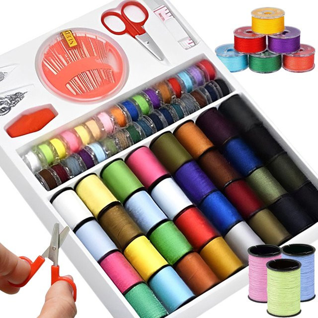 Nähgarn Set für Haushalt und DIY mit Schere, Häkelnadel, Nadeln und Maßband in Multicolour - Bild 1