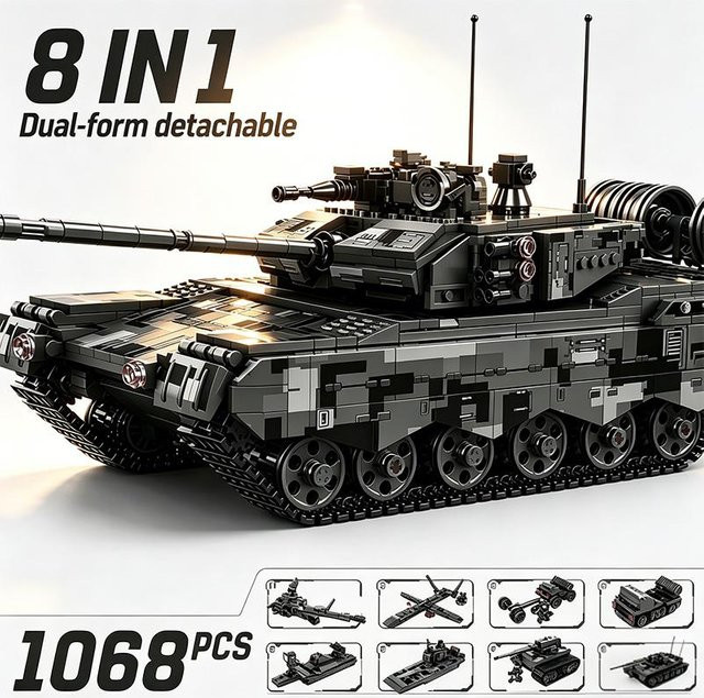 Militärpanzer Bausteine Set 8 in 1 Kampfpanzer Modell, Montage Spielzeug, ab 14 Jahre - Bild 1