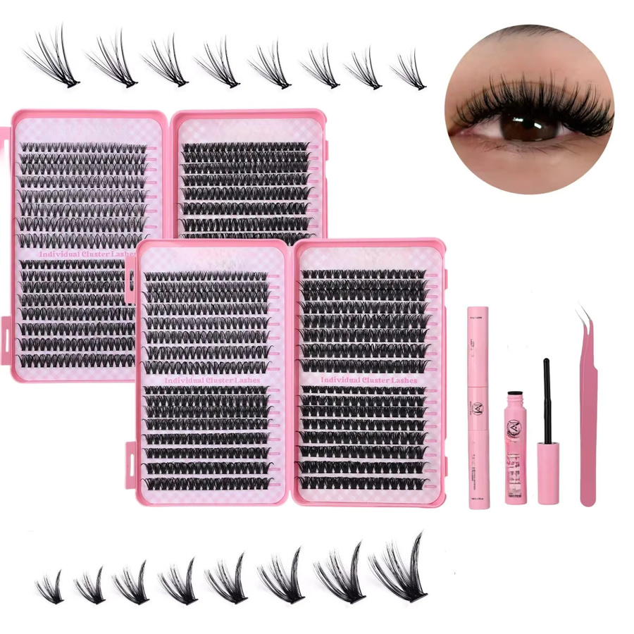 MIAOJIE Wimperncluster D Curl, 640 Stück, Black, Unisex - Bild 6