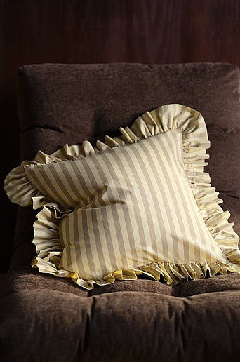 Jotex Kissenbezug FREDDIE gestreift in Gelb und Beige aus Baumwolle, B/T: 50 x 50 cm - Bild 1