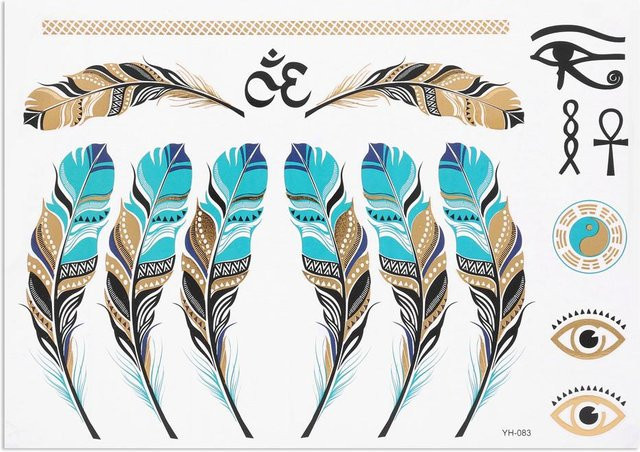 CosyHome Temporäre Tattoo-Aufkleber, 5 Stück, Kinder, bunt, metallisch - Bild 1