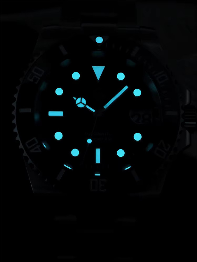 San Martin Taucheruhr, Automatik, Edelstahl, 40 mm, Herren, Schwarz - Bild 5