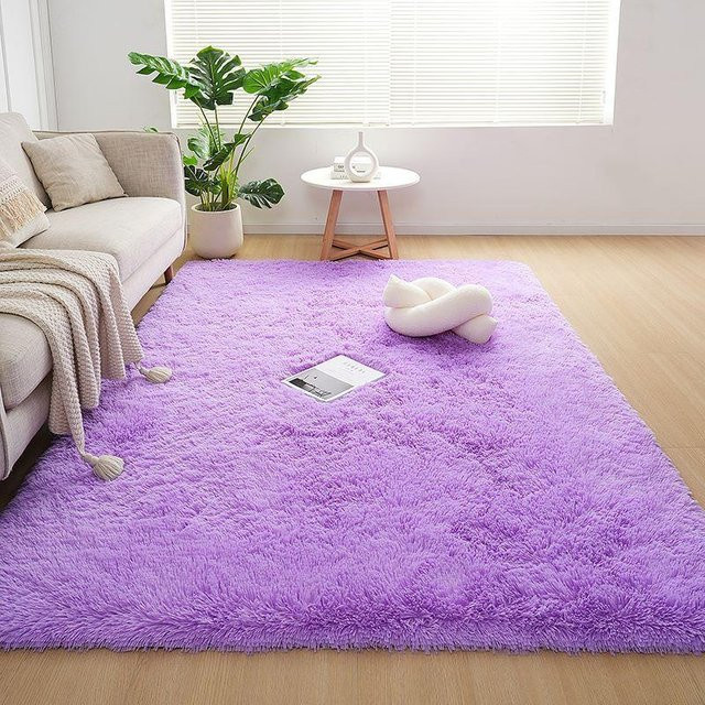 ZZ HOME Schachbrett-Plüschteppich in Violett, weicher Shaggy-Teppich für Wohnzimmer und Schlafzimmer, B/T: 160 x 230 cm - Bild 1