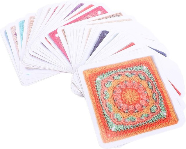 Koogeelife Häkelkarten-Set mit 50 Häkelmustern und Häkelnadelbuch in White und Multicolour für Anfänger - Bild 1