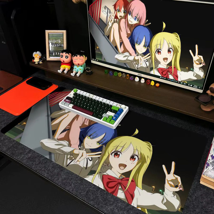 B-Bocchi The Rock Mauspad XXL rutschfeste Gamer-Tastaturunterlage mit HD Art Design in Schwarz/Mehrfarbig, B/T: 90 x 40 cm - Bild 1