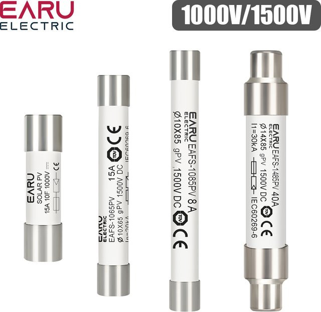 EARU Solar PV-Sicherung für Hochspannungs-Solaranlagen, DC 1000V/1500V, Farbe: Weiß - Bild 1