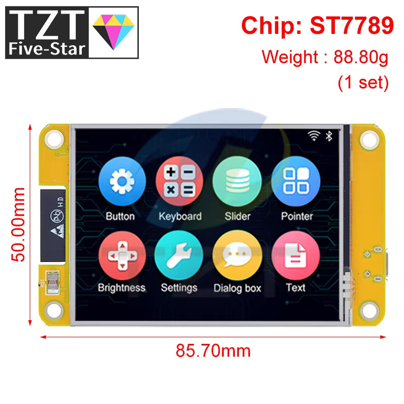 TZT ESP32 LVGL Entwicklungsboard mit 2,8 Zoll LCD TFT-Modul, WLAN und Bluetooth, Smart Display Bildschirm mit Touchfunktion - Bild 2