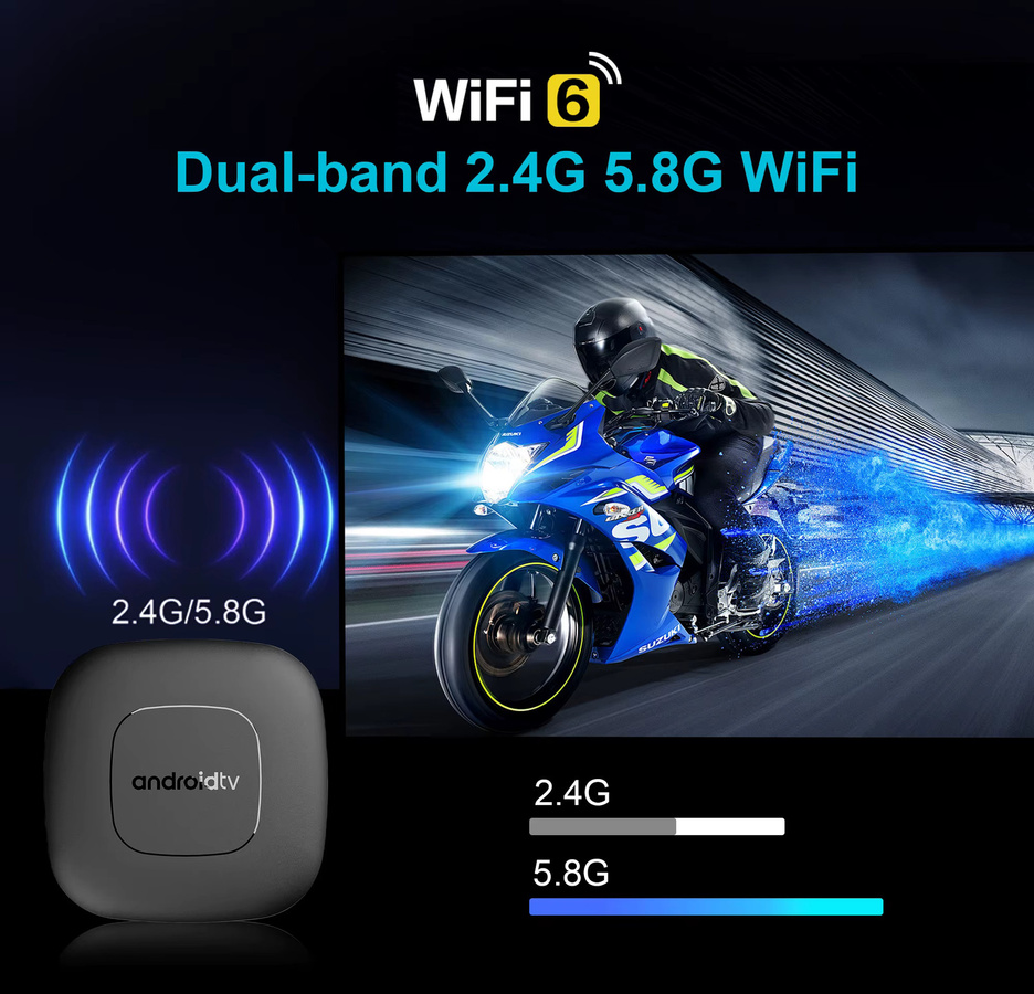 Mortal T1 TV-Box Android 14 Smart Streaming Media Player mit Allwinner H313, 4K UHD, Dualband Wifi 6, Bluetooth 5.0 und Sprachassistent, Schwarz - Bild 2