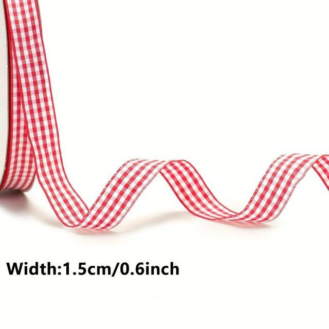 XYKK01 Dekoband rot-weiß kariert, 10 Meter Länge für Geschenkverpackungen und Partydekorationen - Bild 1