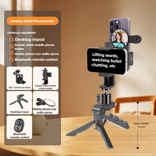ZENTAURA Telefon Teleprompter Clip für Live-Übertragungen und Videoaufnahmen, Schwarz - Bild 1