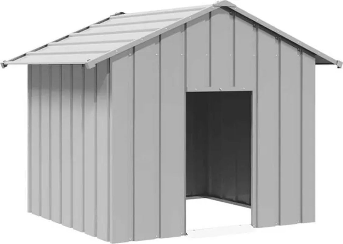 Hundehütte aus verzinktem Stahl mit Dach von Vidaxl in Grau, B/T/H: 131 x 101 x 102 cm - Bild 1